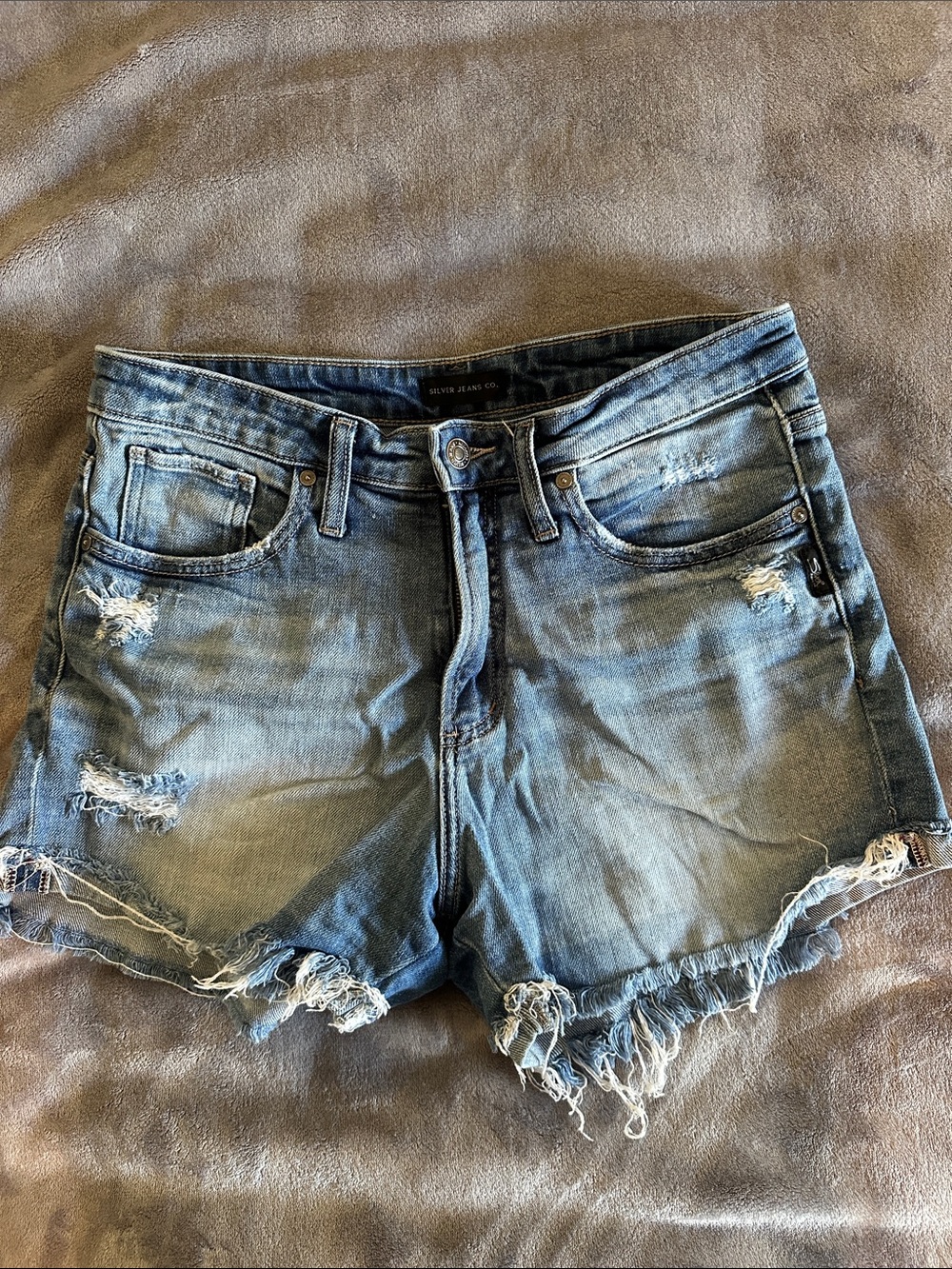 Silver Jeans Co Beau Distressed Denim Shorts 27